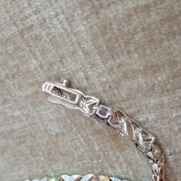 FAS 925 Multi Colored Rhinestone Gold Silver Bracelet - Picture 6 of 8